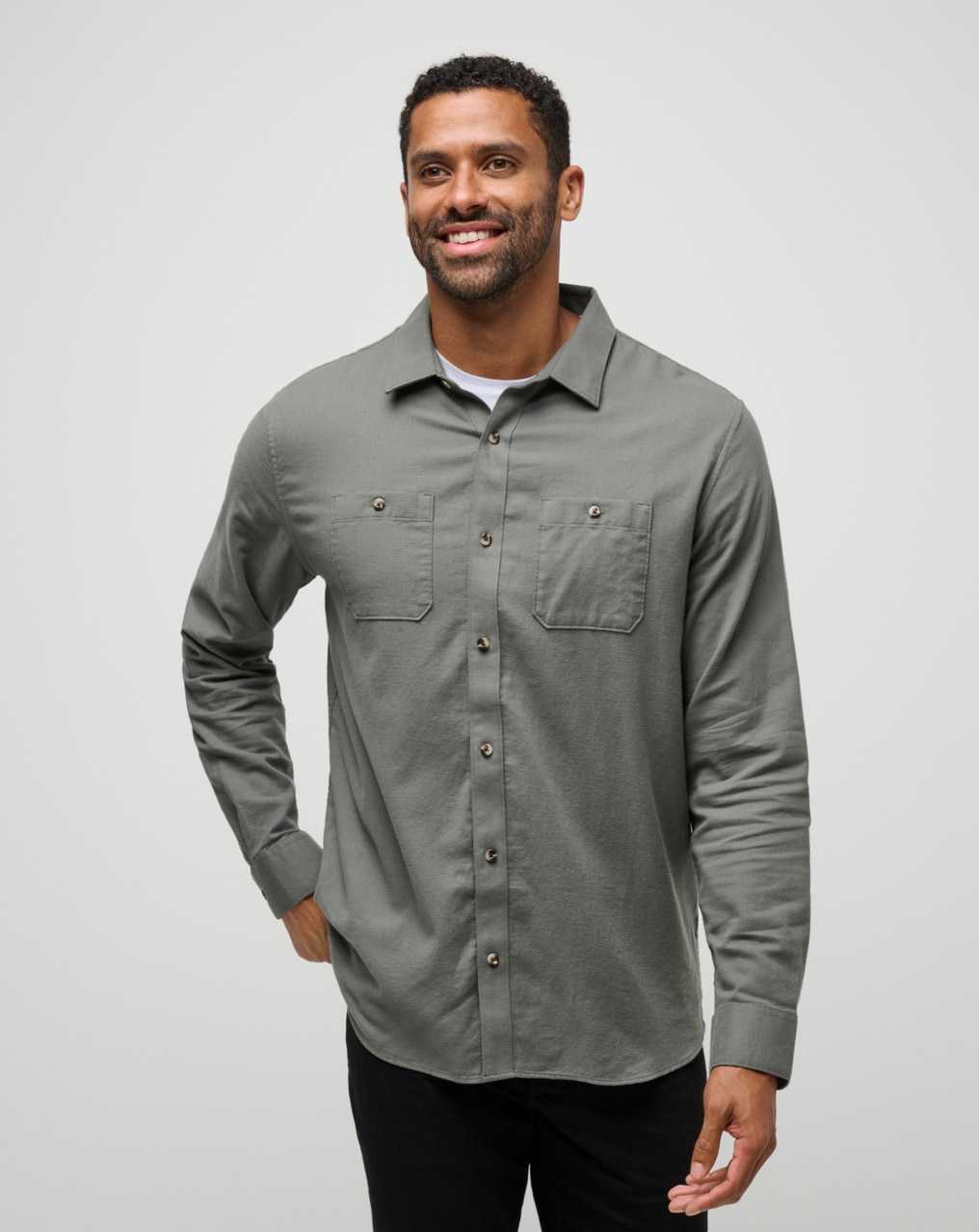 Travis Mathew Cloud Flannel Button-up Dark Olive | EVIMJRK-69