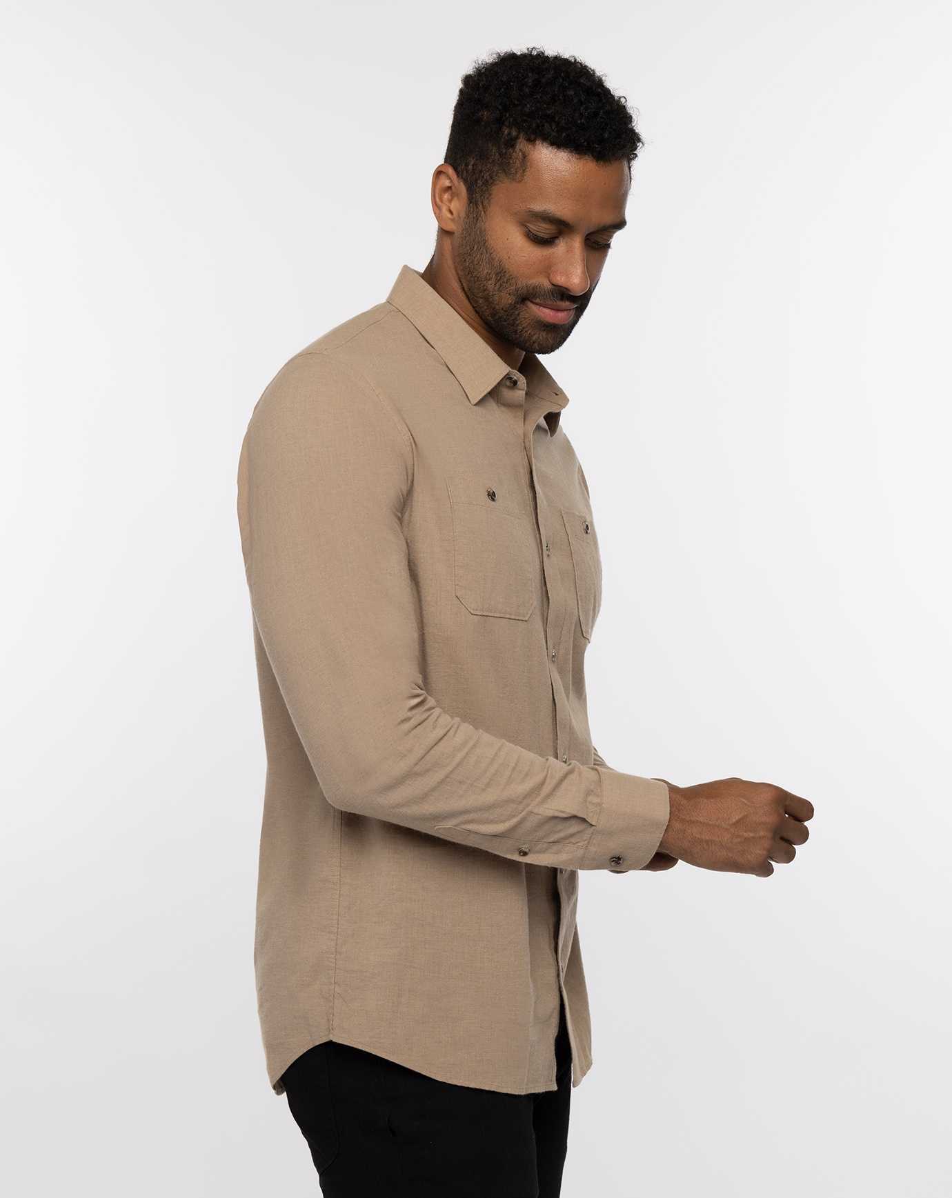 Travis Mathew Cloud Flannel Button-up Portabella | AJCEFNK-86