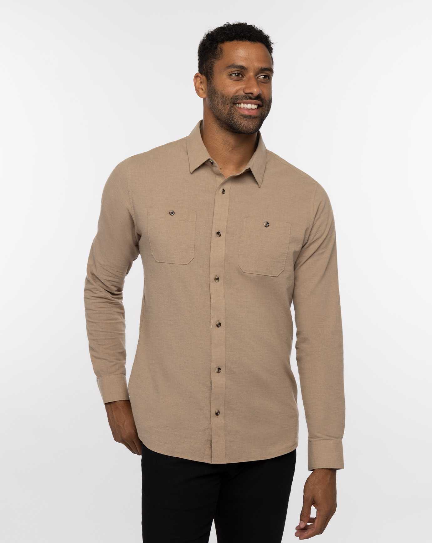 Travis Mathew Cloud Flannel Button-up Portabella | AJCEFNK-86