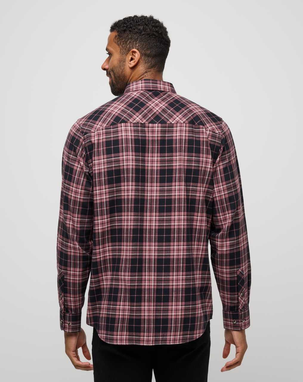 Travis Mathew Cloud Flannel Plaid Button-up Black/Roan Rouge | VQFKCPN-62