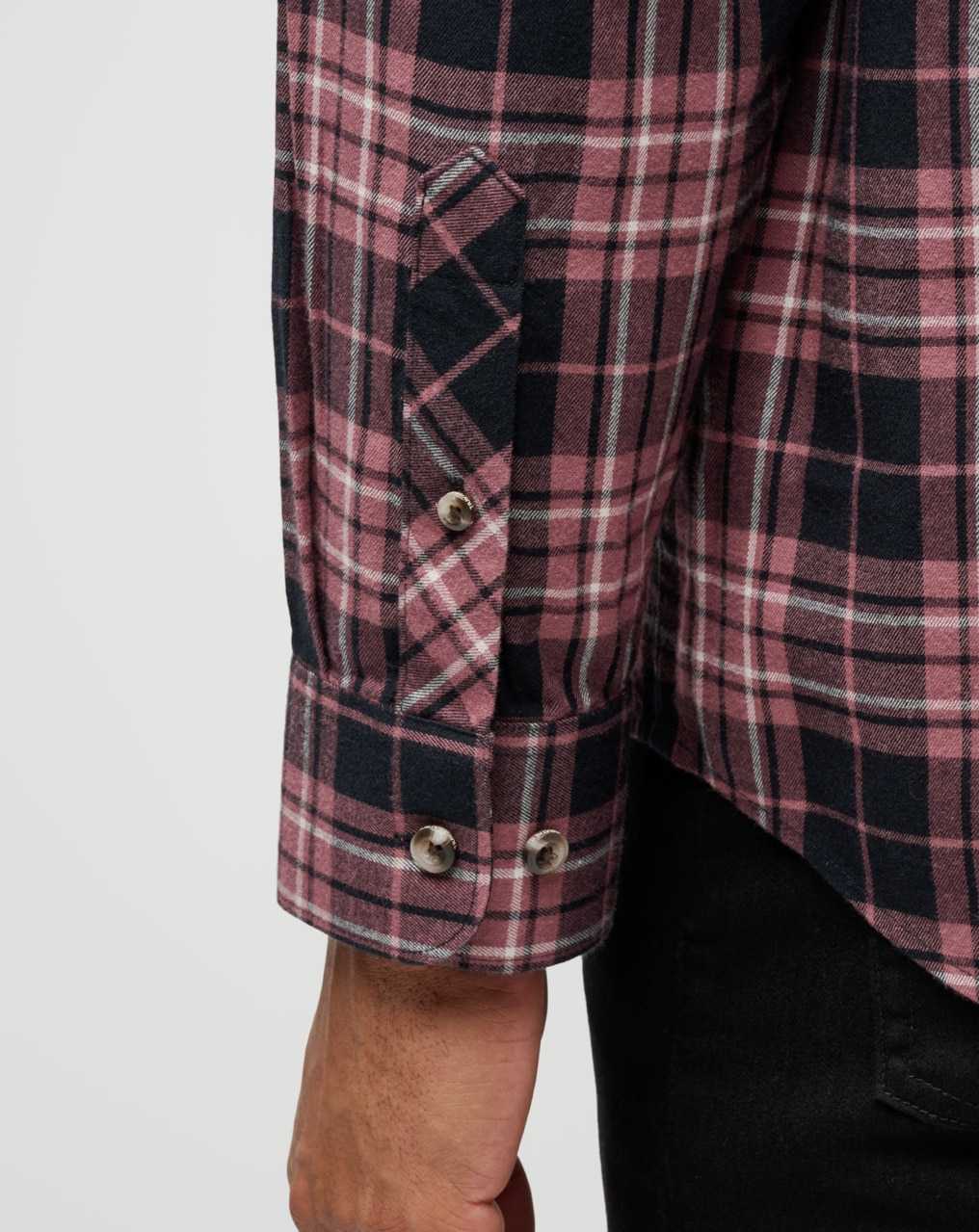 Travis Mathew Cloud Flannel Plaid Button-up Black/Roan Rouge | VQFKCPN-62