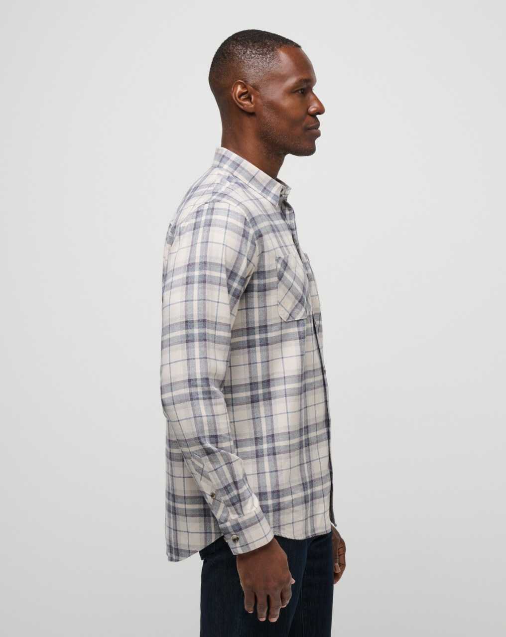 Travis Mathew Cloud Flannel Plaid Button-up Oxford Tan/Plum | GUADMTF-54