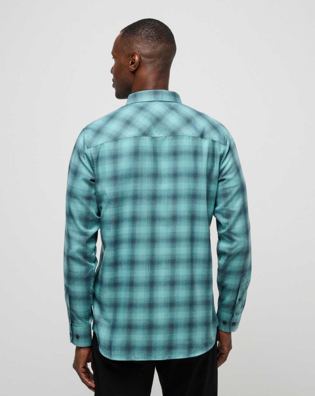 Travis Mathew Cloud Flannel Plaid Button-up Total Eclipse/Cameo | GMAWKRF-75