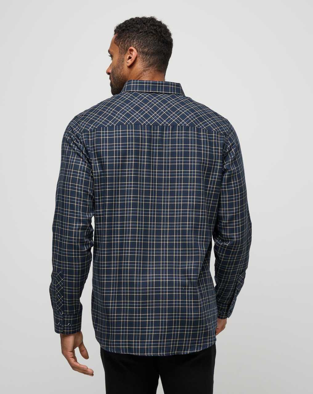 Travis Mathew Cloud Flannel Plaid Button-up Total Eclipse/Apricot | ZWRYQNC-61