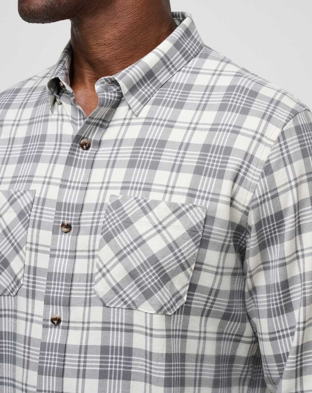 Travis Mathew Cloud Flannel Plaid Button-up Vanilla Ice/Quiet Shade | JNHSVOT-35