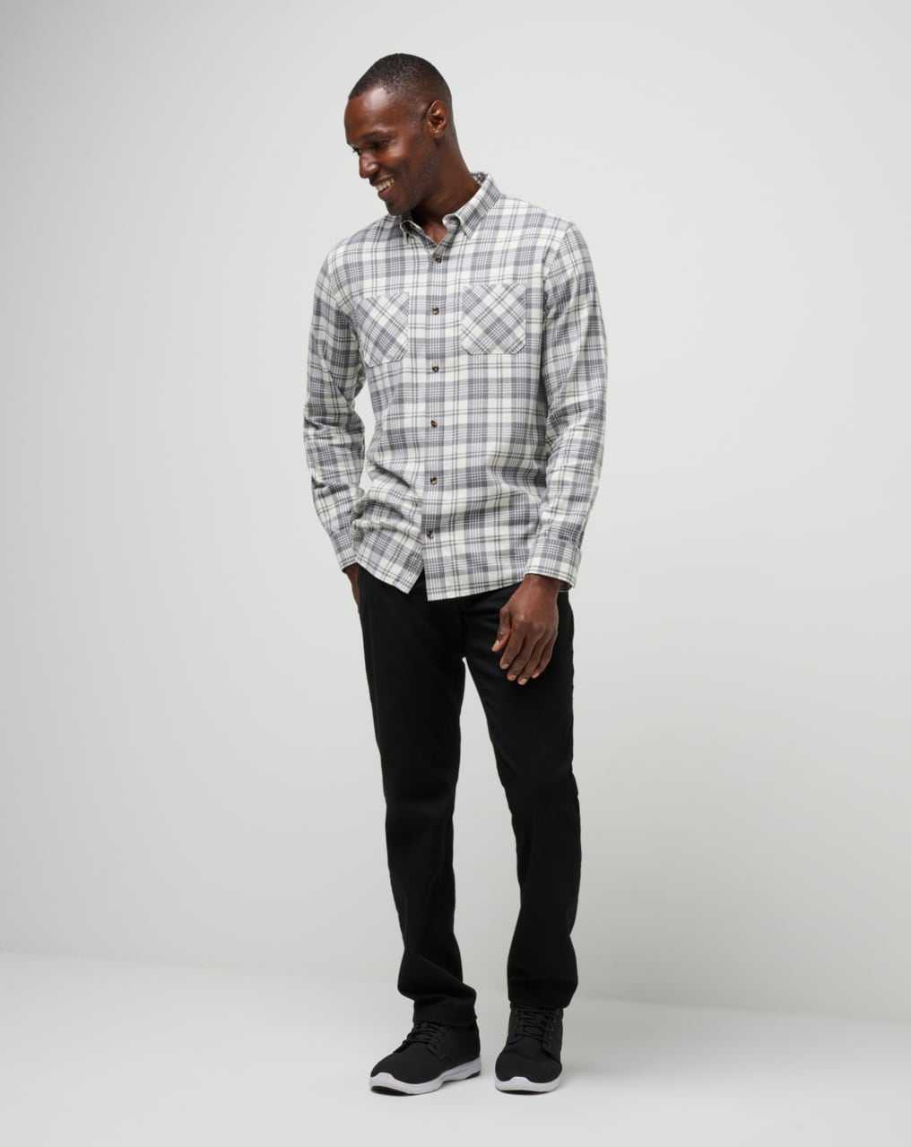 Travis Mathew Cloud Flannel Plaid Button-up Vanilla Ice/Quiet Shade | JNHSVOT-35