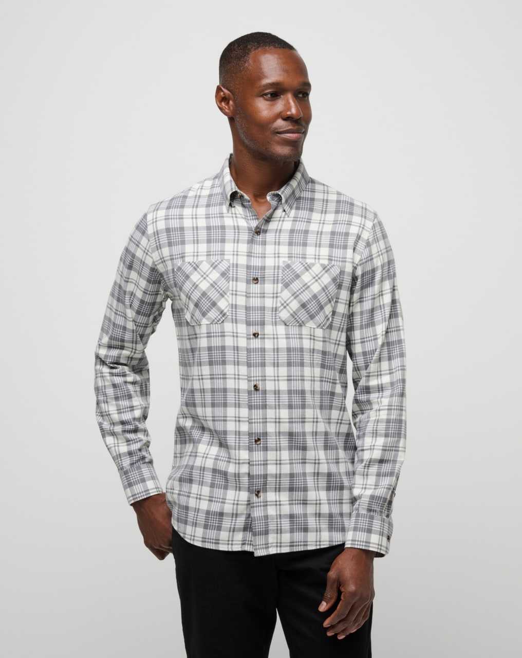 Travis Mathew Cloud Flannel Plaid Button-up Vanilla Ice/Quiet Shade | JNHSVOT-35