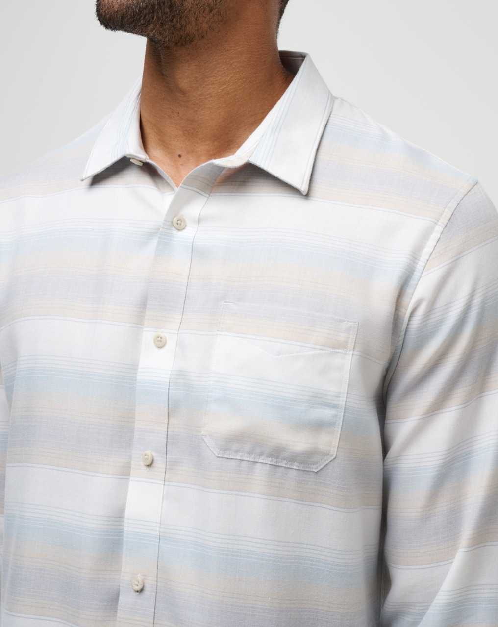 Travis Mathew Cloud Flannel Stripe Button-up Oxford Tan | RZIAXFJ-53