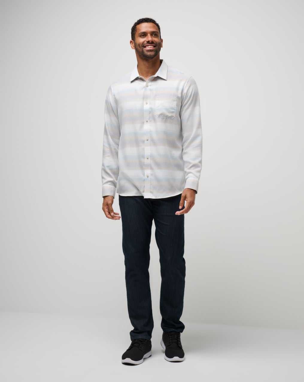 Travis Mathew Cloud Flannel Stripe Button-up Oxford Tan | RZIAXFJ-53