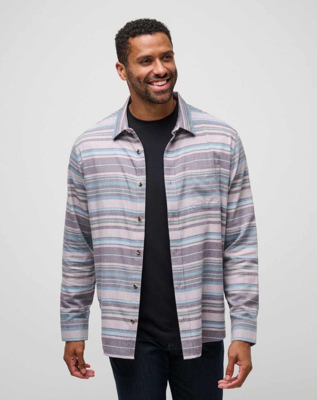 Travis Mathew Cloud Flannel Stripe Button-up Elderberry/Plum | TMGHIKR-40