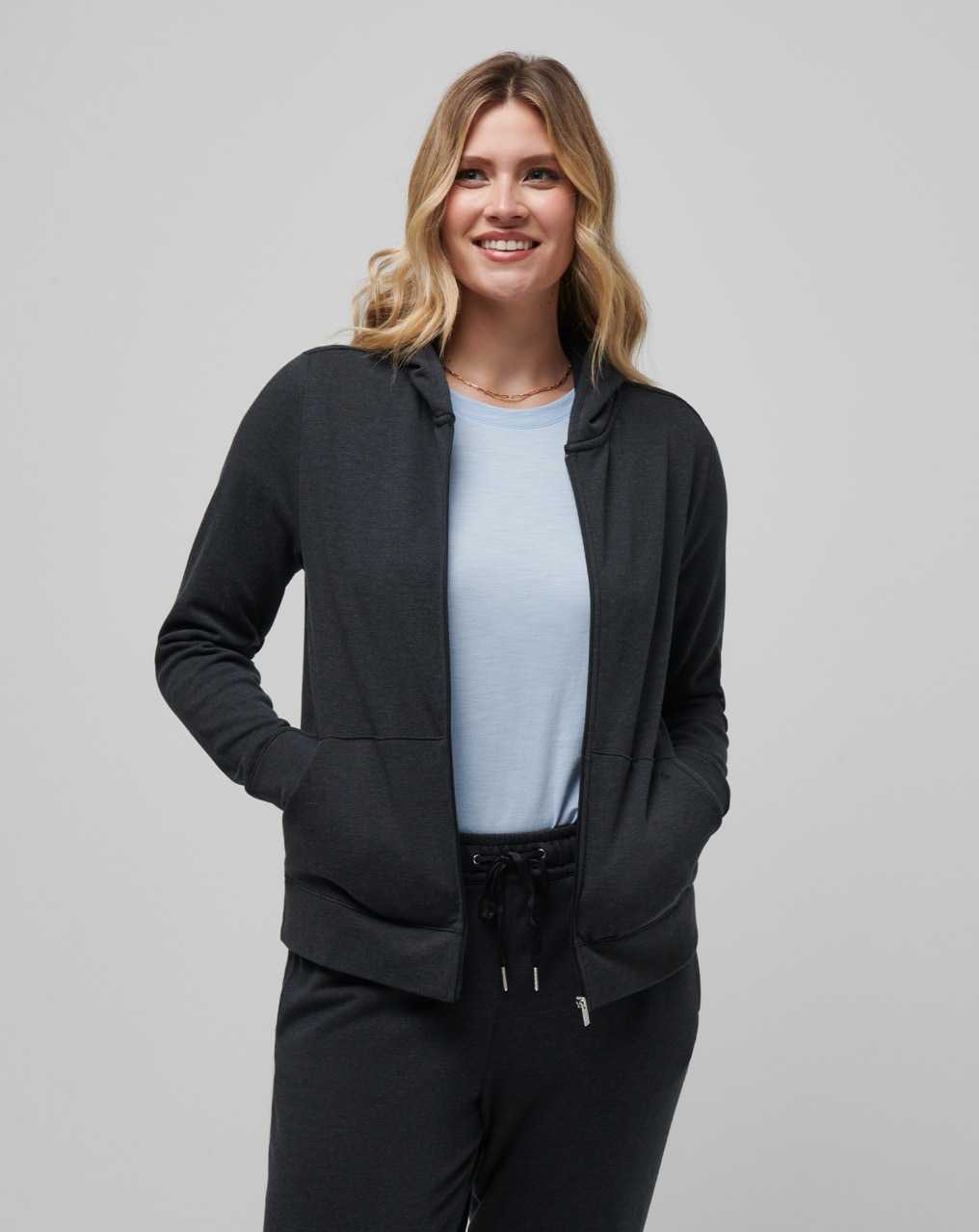 Travis Mathew Cloud Fleece Full Zip Hoodie Heather Black | NPRZAYC-35