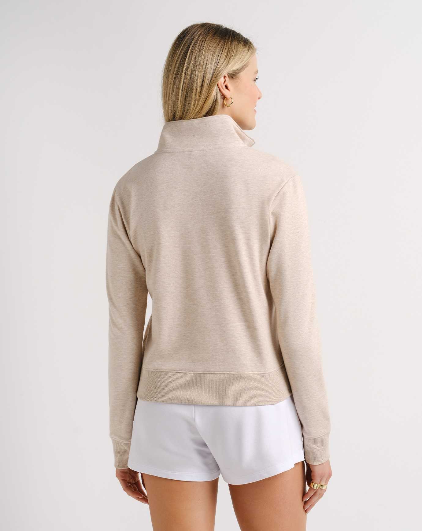 Travis Mathew Cloud Fleece Half Zip Heather Natural | BYIASNL-53