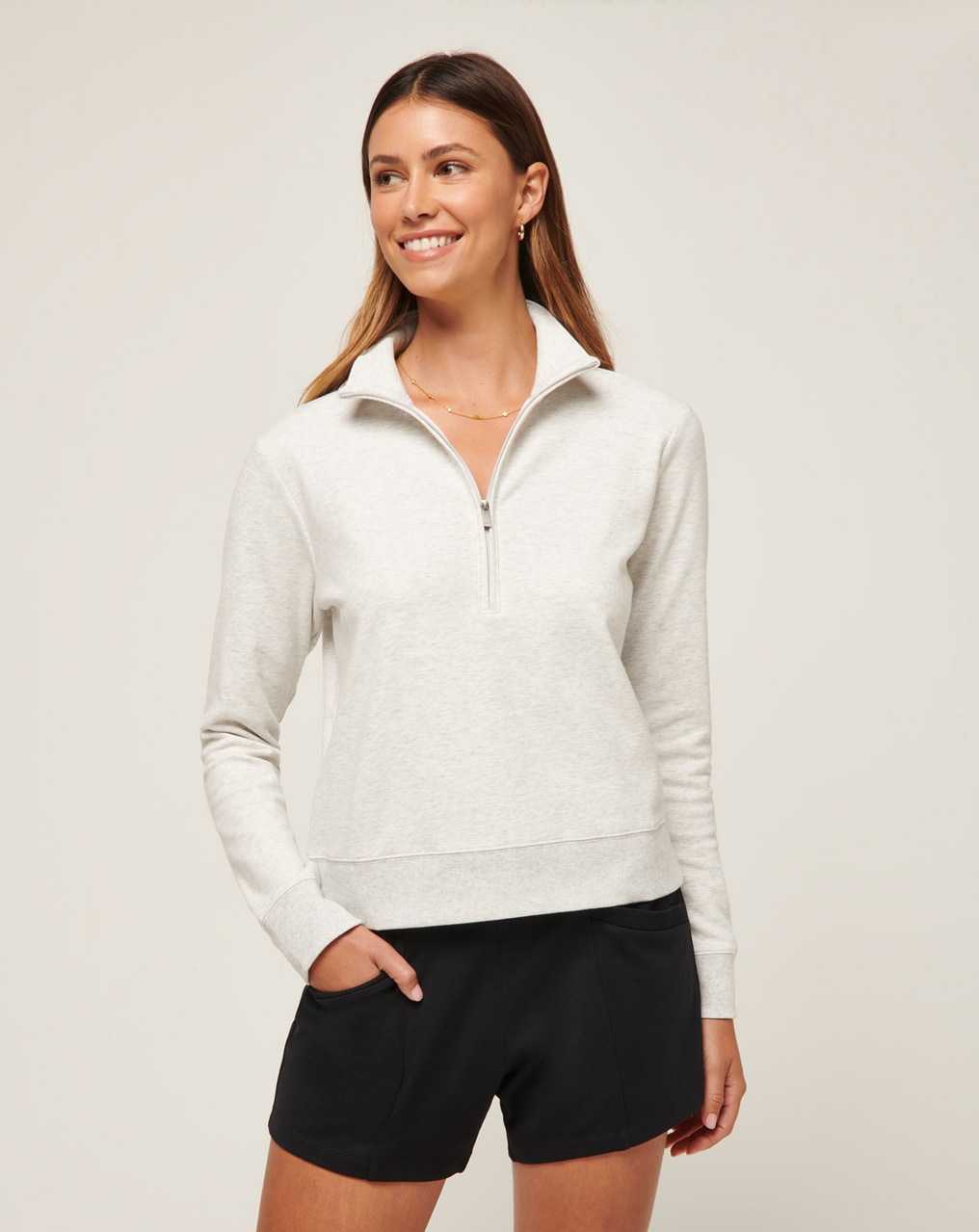 Travis Mathew Cloud Fleece Half Zip Heather Light Grey | FLDXOMN-91