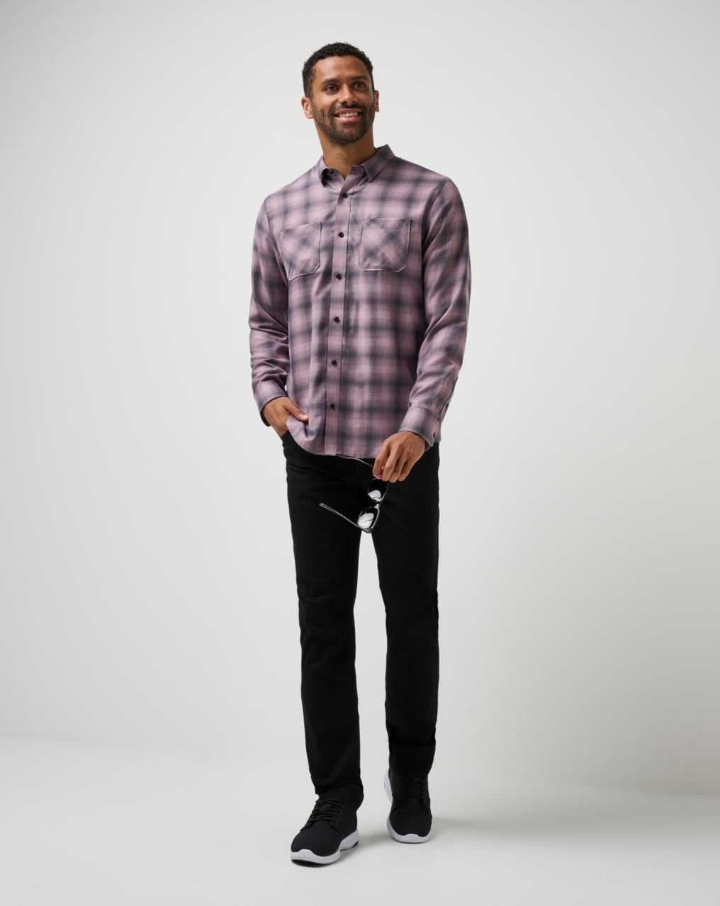 Travis Mathew Cloud Plaid Flannel Button-up Elderberry/Total Eclipse | VGDHNRZ-47