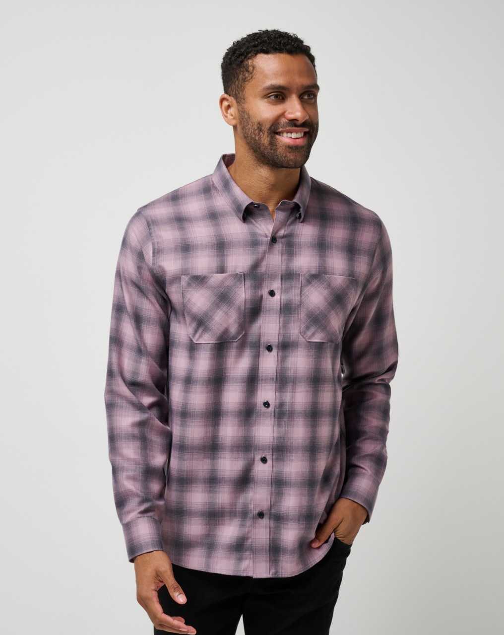 Travis Mathew Cloud Plaid Flannel Button-up Elderberry/Total Eclipse | VGDHNRZ-47