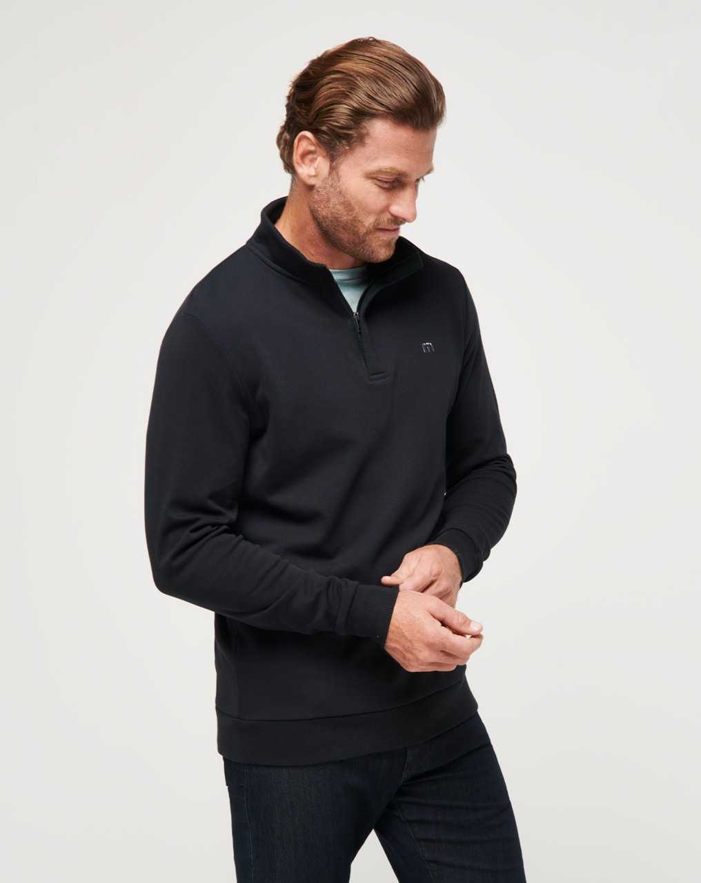 Travis Mathew Cloud Quarter Zip 2.0 Black | YIWMVRB-62