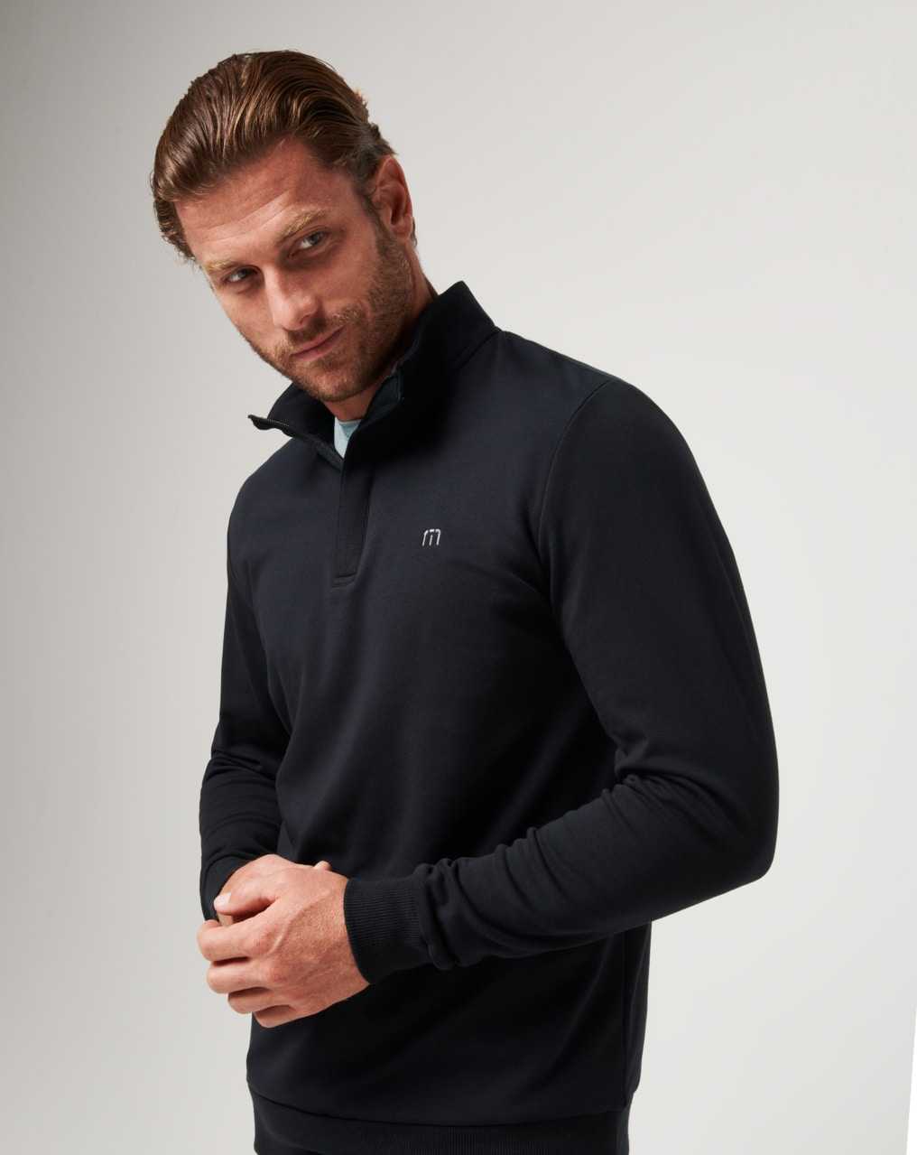 Travis Mathew Cloud Quarter Zip 2.0 Black | YIWMVRB-62