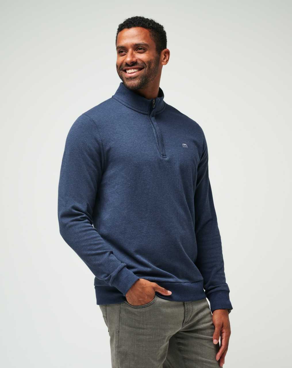 Travis Mathew Cloud Quarter Zip 2.0 Heather Blue | YZJIUVB-24