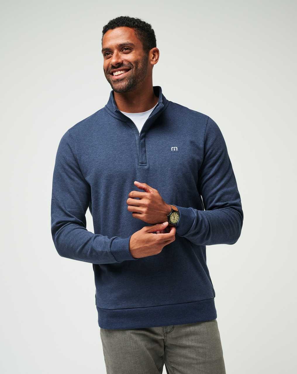 Travis Mathew Cloud Quarter Zip 2.0 Heather Blue | YZJIUVB-24