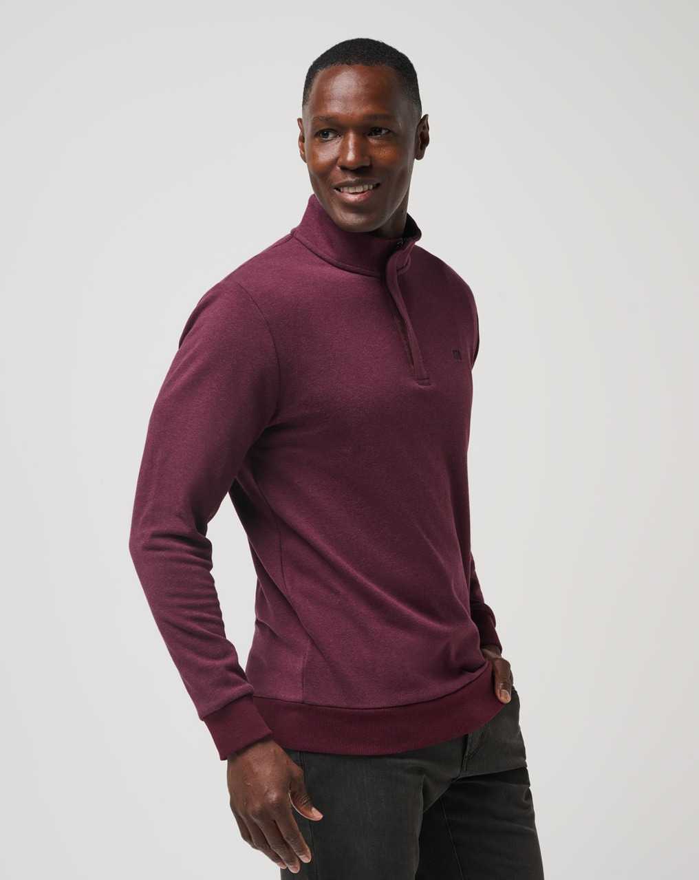 Travis Mathew Cloud Quarter Zip 2.0 Heather Dark Red | EGURXQP-12