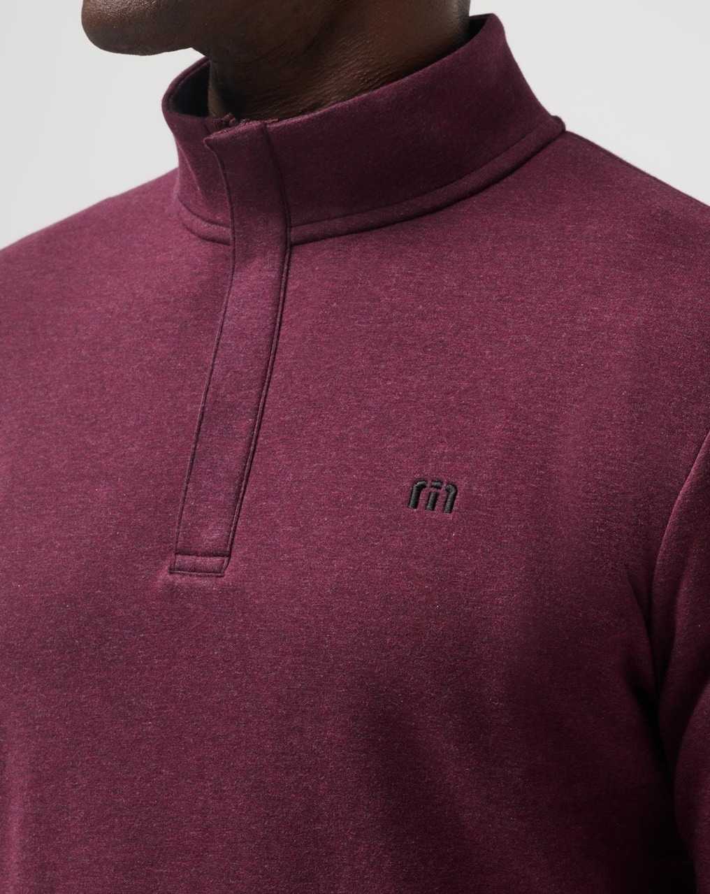 Travis Mathew Cloud Quarter Zip 2.0 Heather Dark Red | EGURXQP-12