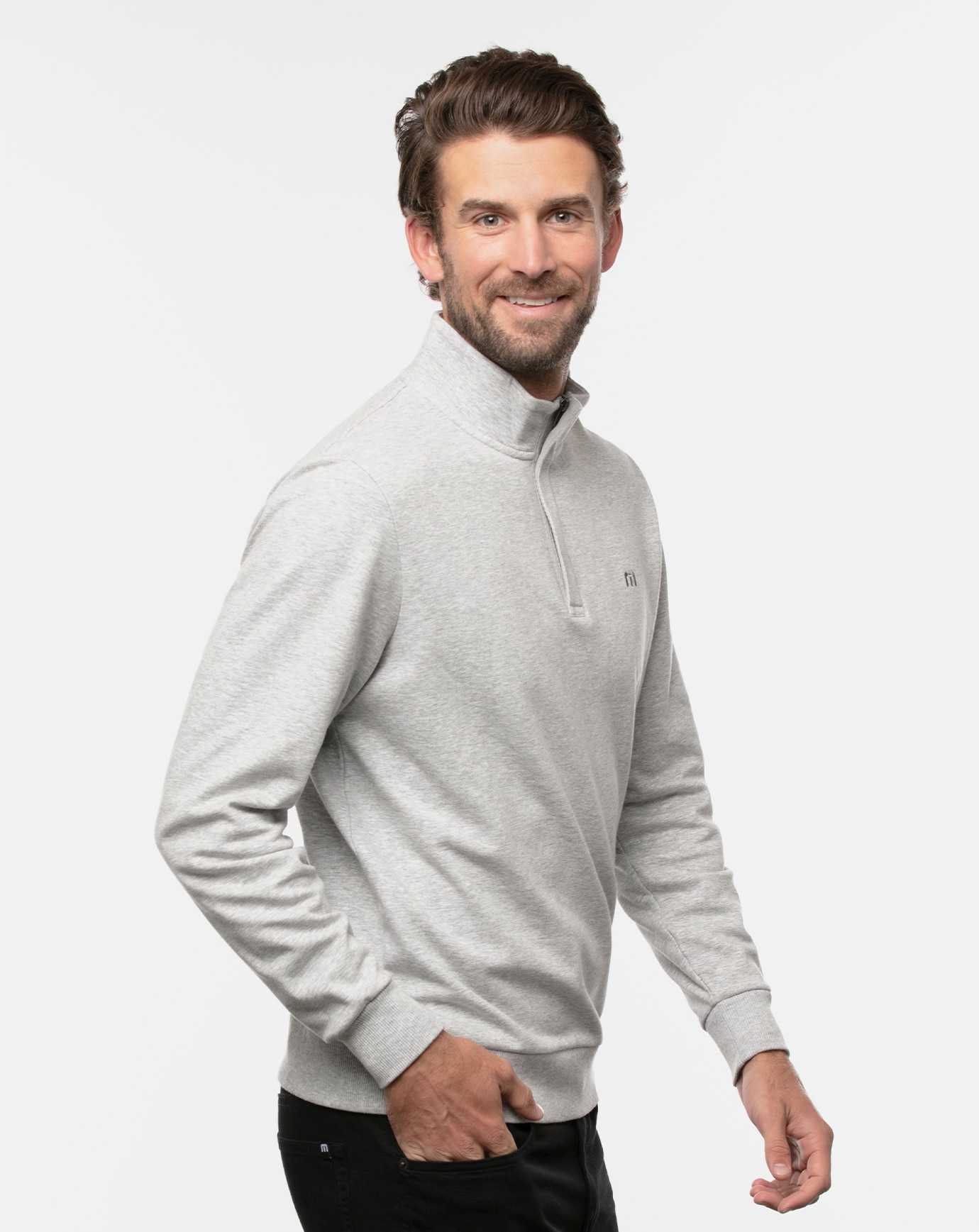 Travis Mathew Cloud Quarter Zip 2.0 Heather Light Grey | CMGVAEJ-19