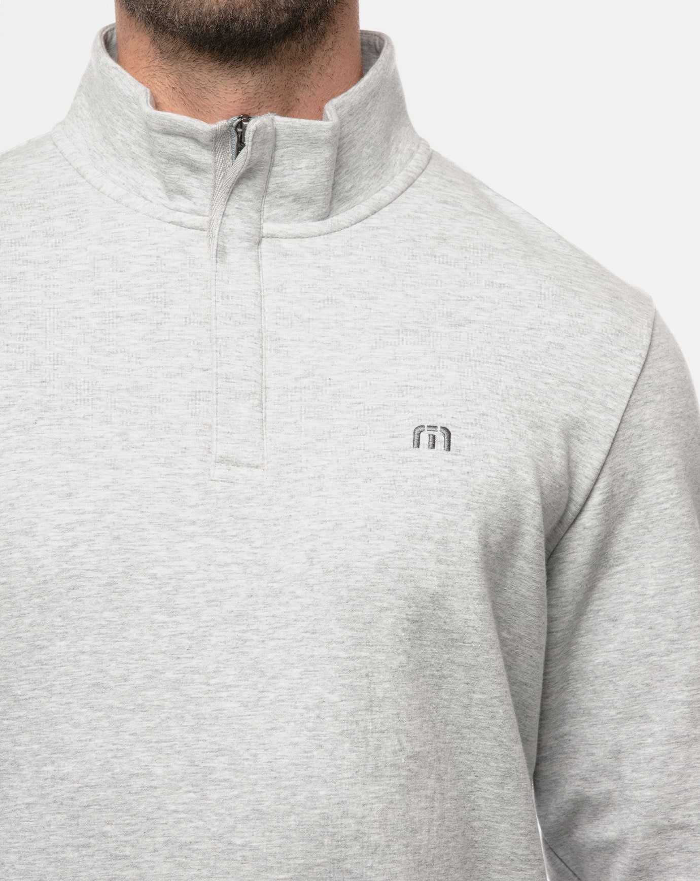 Travis Mathew Cloud Quarter Zip 2.0 Heather Light Grey | CMGVAEJ-19