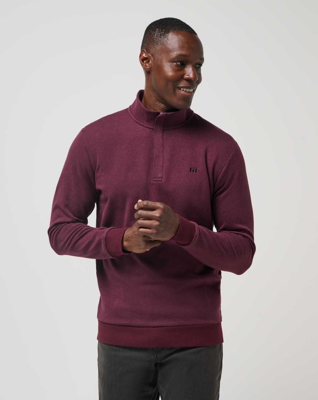 Travis Mathew Cloud Quarter Zip 2.0 Heather Dark Red | XAUBCKJ-89