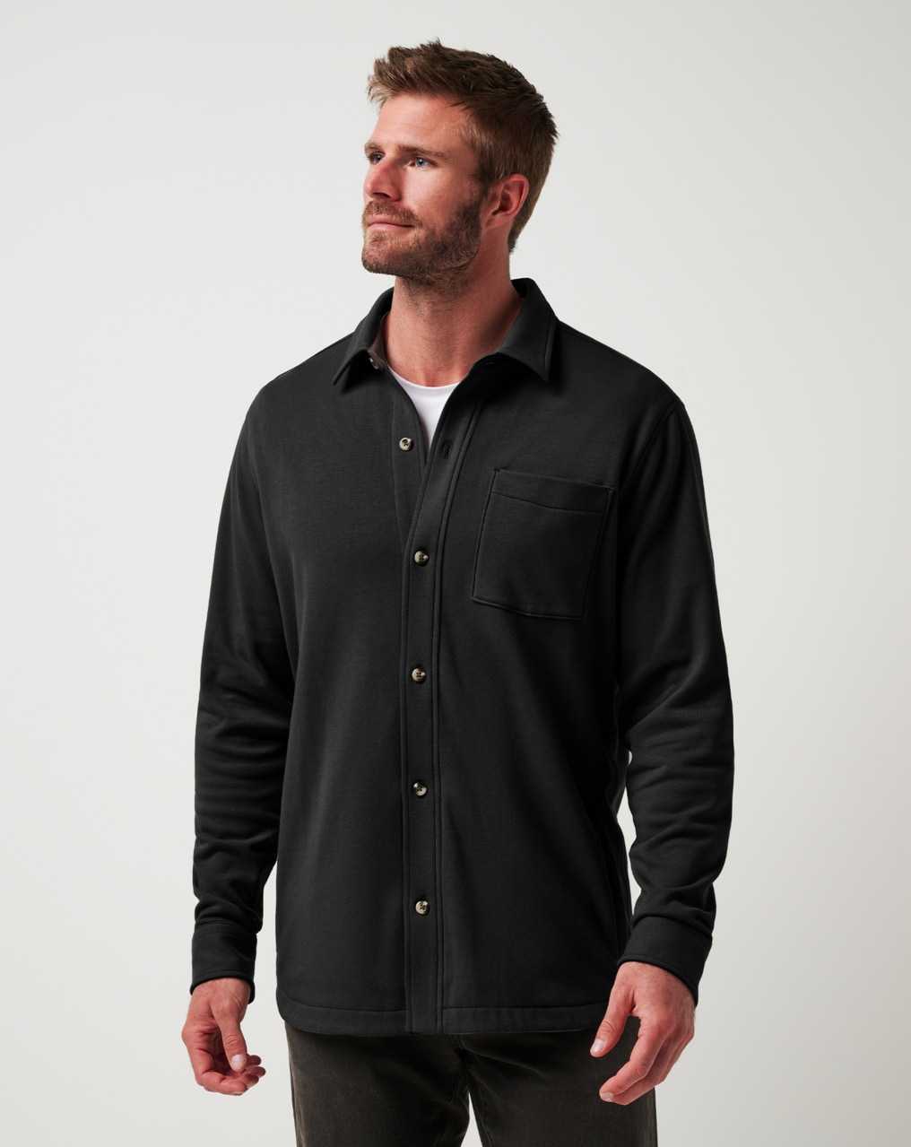 Travis Mathew Cloud Shirt Jacket Black | FRCTING-15