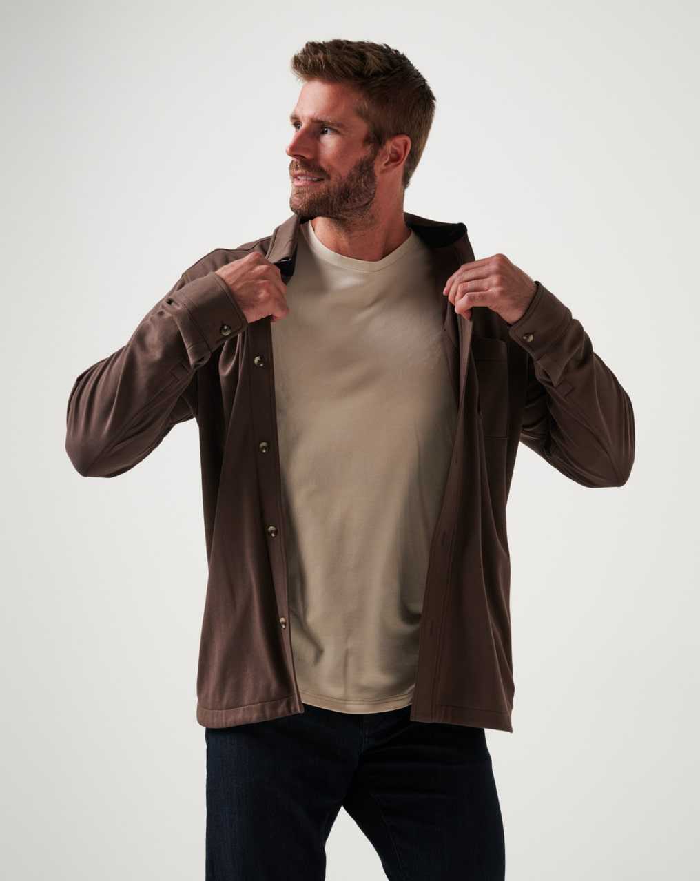 Travis Mathew Cloud Shirt Jacket Chocolate | GCIUAVW-65