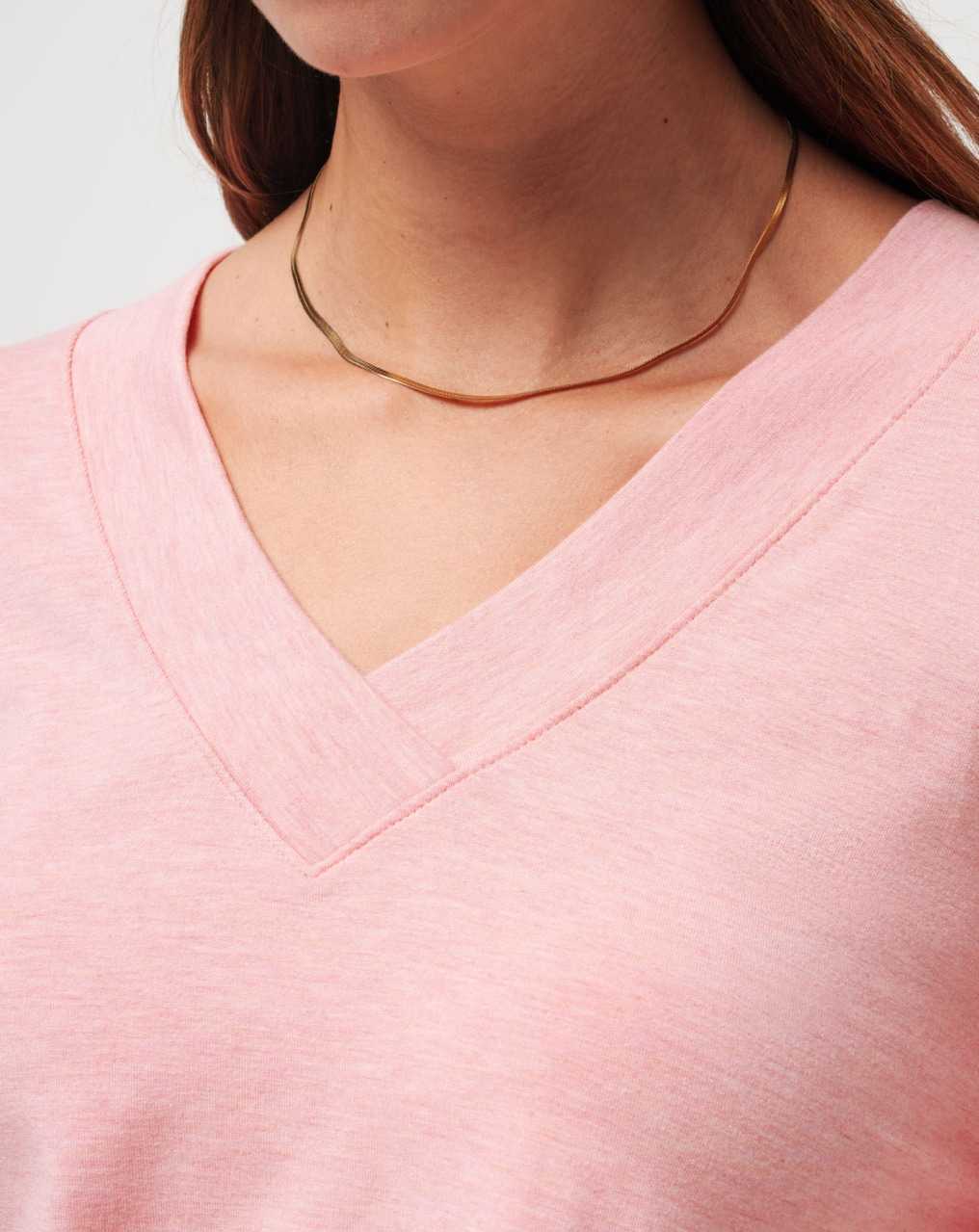 Travis Mathew Cloud Terry Vneck Top Heather Shell Pink | KFDMSTI-96