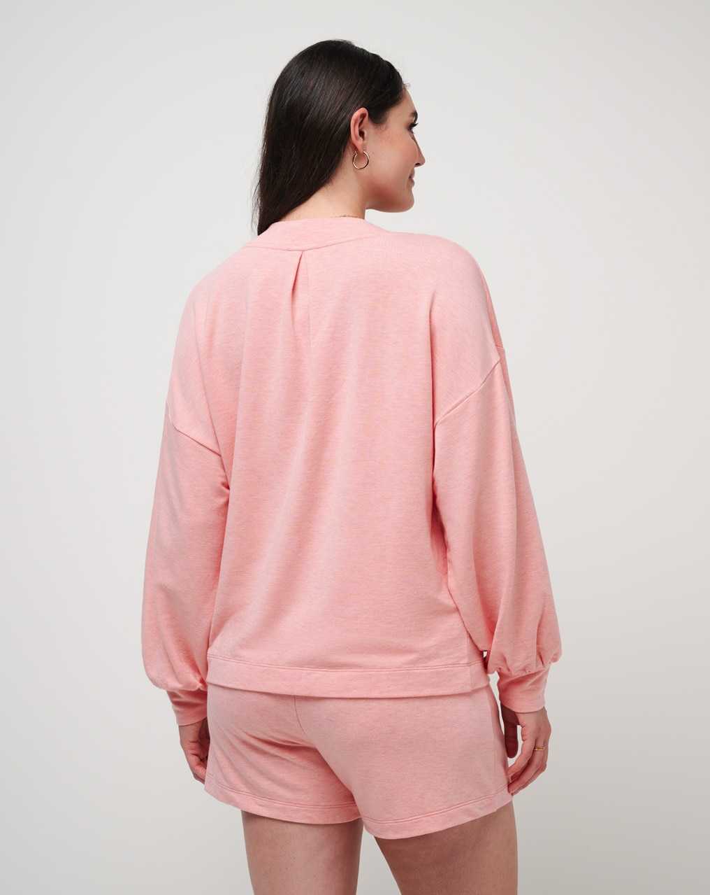 Travis Mathew Cloud Terry Vneck Top Heather Shell Pink | KFDMSTI-96