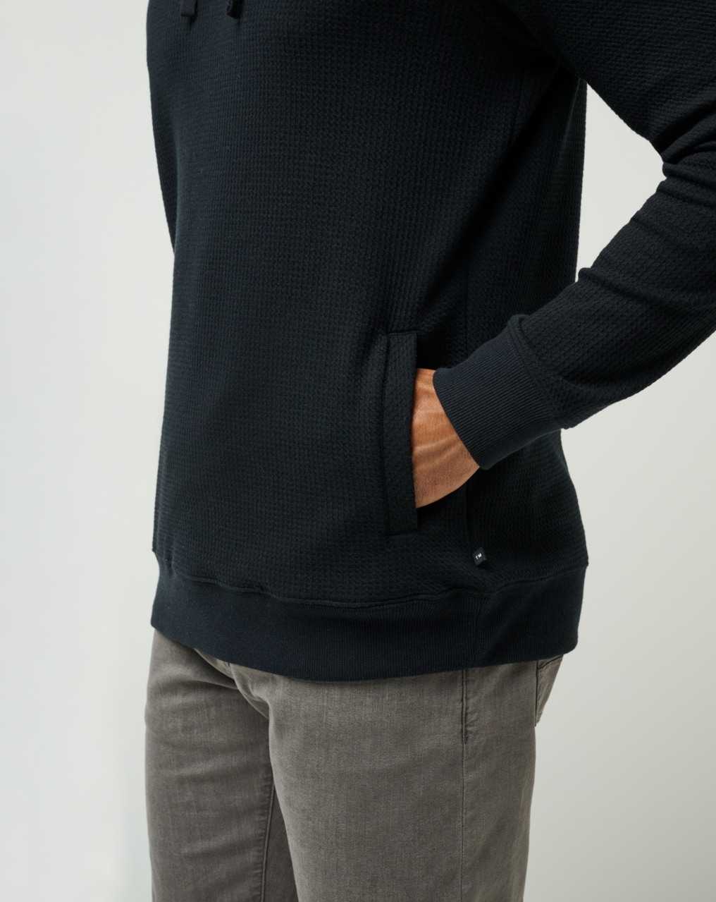 Travis Mathew Cloud Waffle Hoodie Black | LHETBOX-90