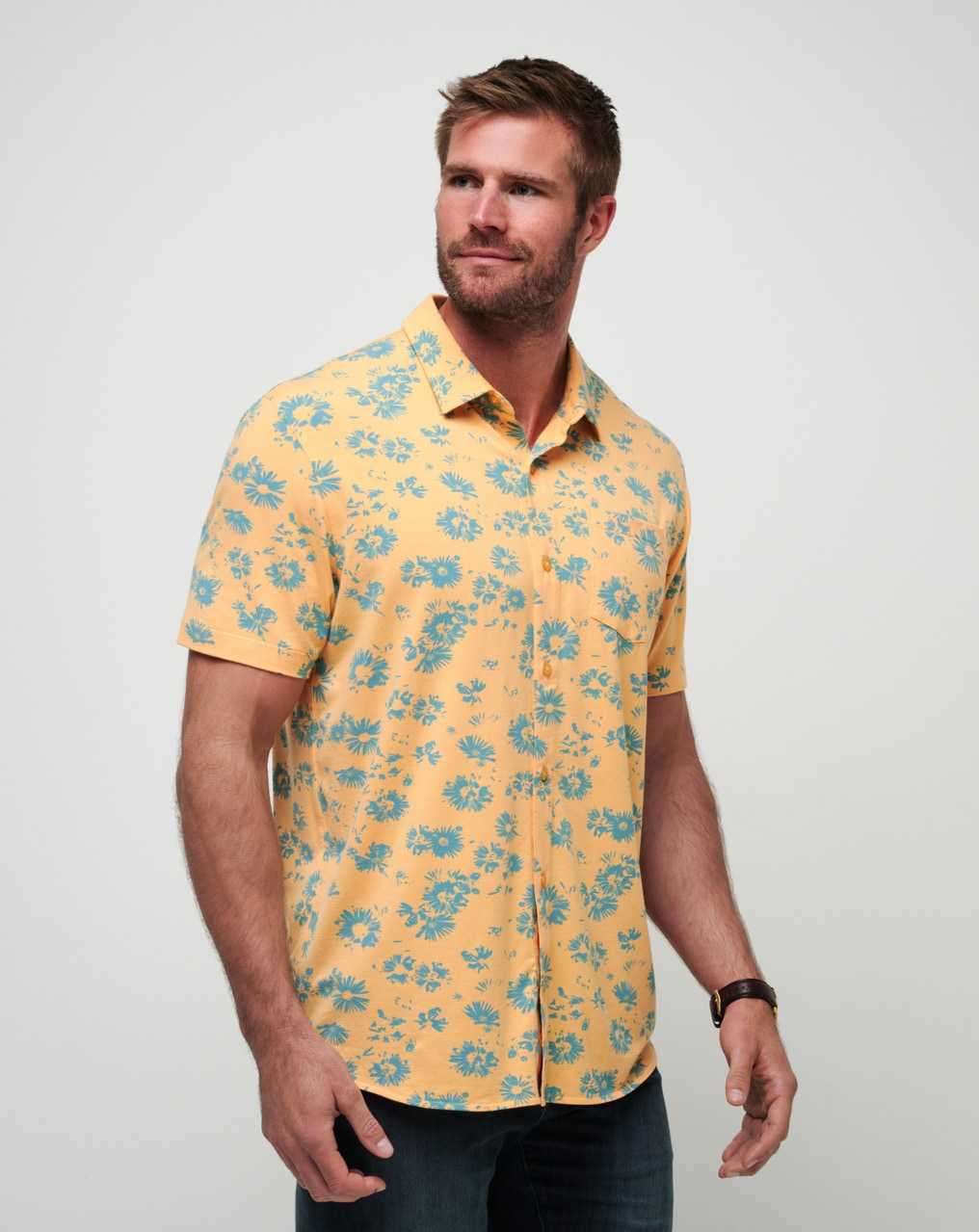 Travis Mathew Coconut Shrimp Button-up Apricot | UMDZFHQ-48