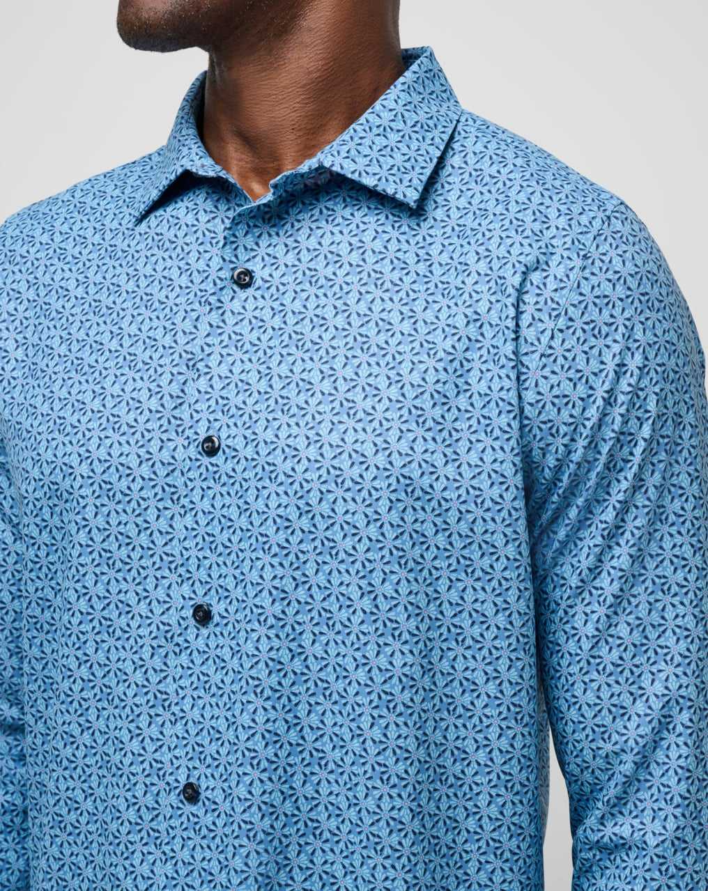 Travis Mathew Country Mile Long Sleeve Button-up Quiet Harbor | CSVRIED-09