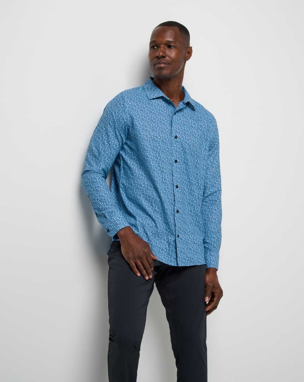 Travis Mathew Country Mile Long Sleeve Button-up Quiet Harbor | CSVRIED-09