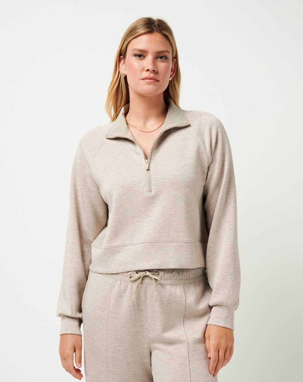 Travis Mathew Delightful Half Zip Heather Taupe | HSPGYRM-39