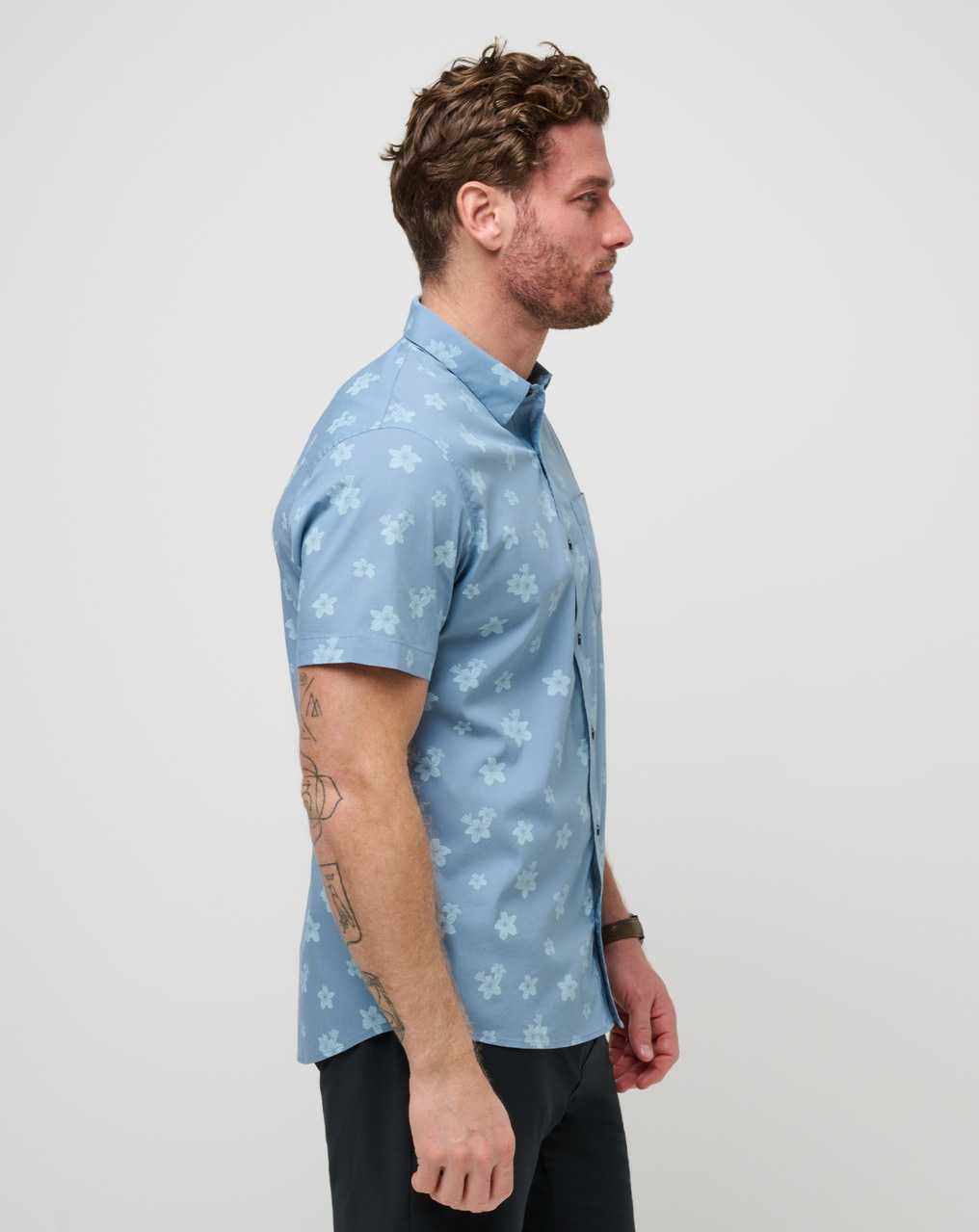 Travis Mathew Dine & Drive Button-up Heather Quiet Harbor | RAVTCPX-59