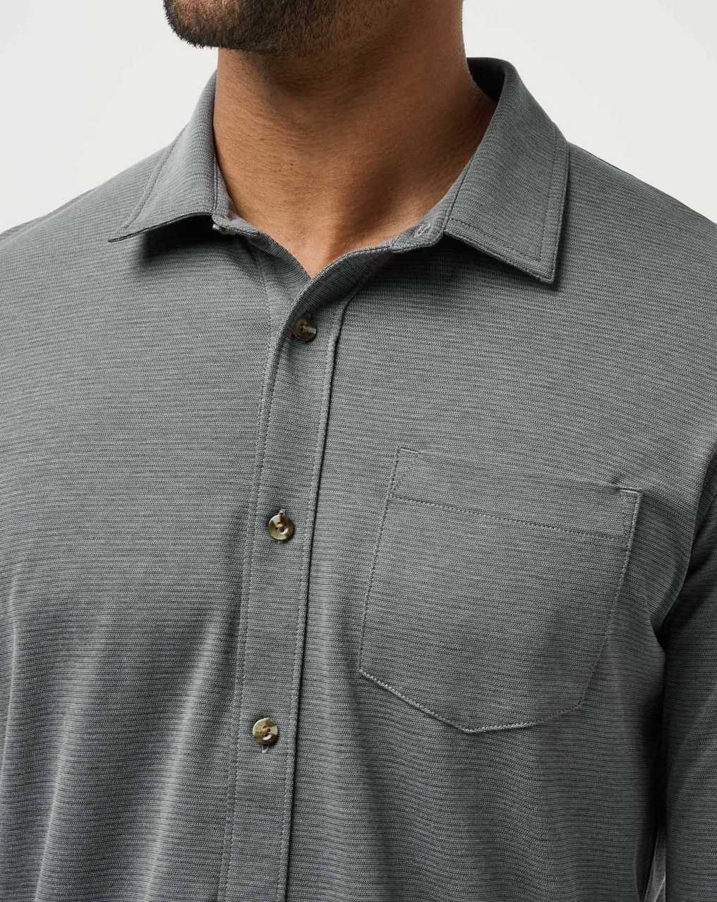 Travis Mathew Evening Bonfire Button-up Heather Quiet Shade | NSEGYUW-62