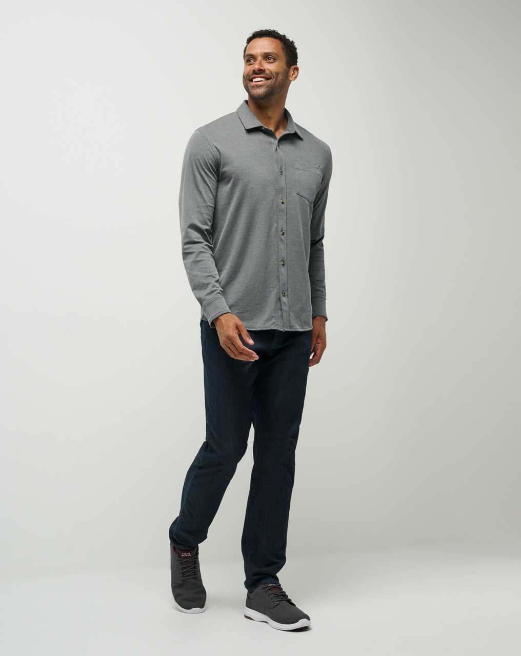 Travis Mathew Evening Bonfire Button-up Heather Quiet Shade | NSEGYUW-62