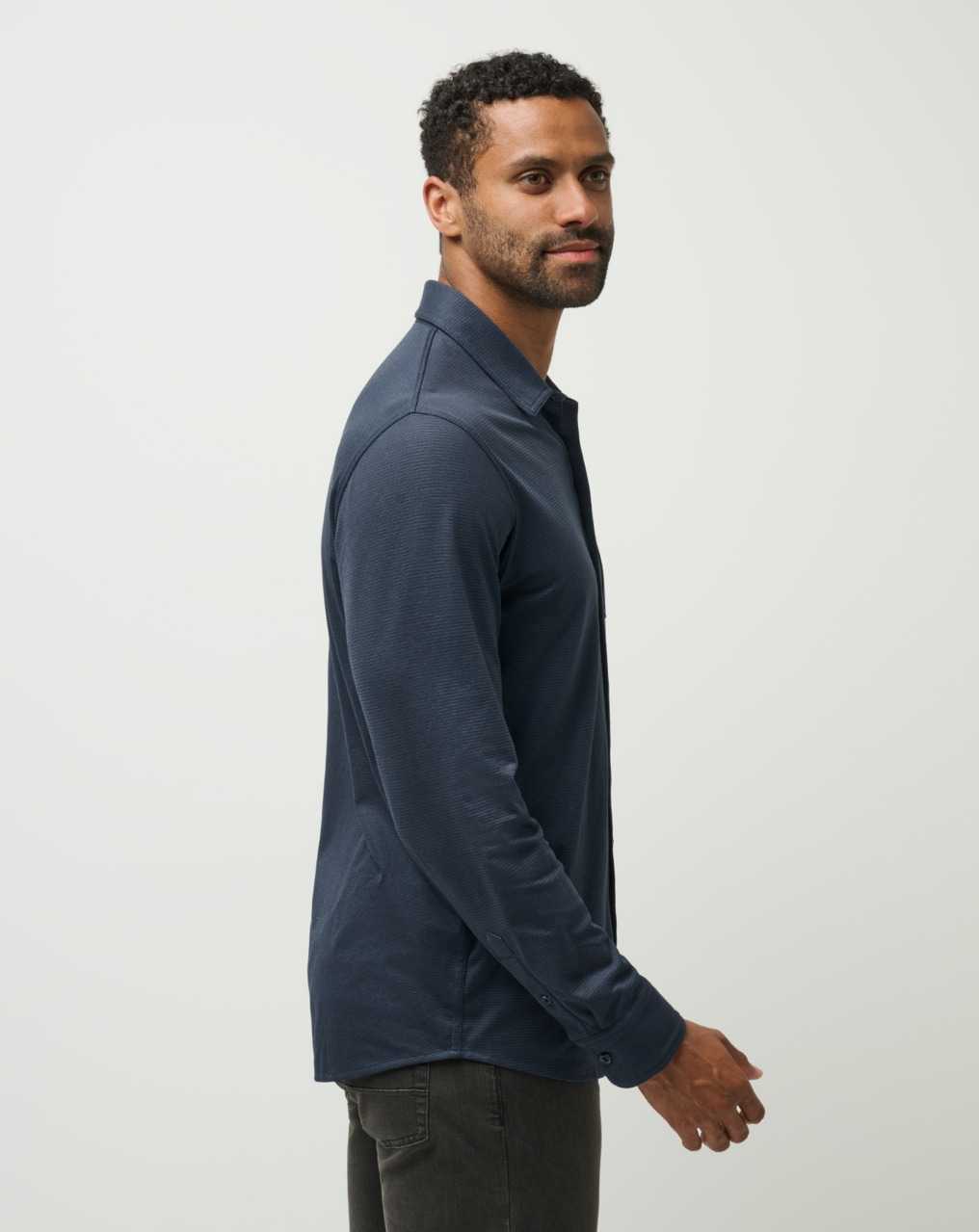 Travis Mathew Evening Bonfire Button-up Heather Total Eclipse | TZGWJKN-48