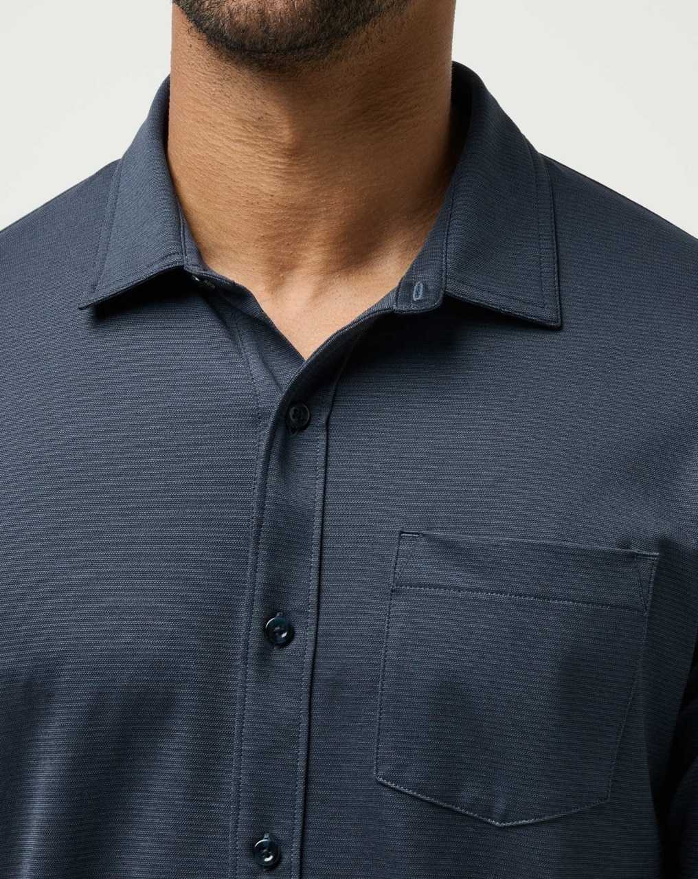 Travis Mathew Evening Bonfire Button-up Heather Total Eclipse | TZGWJKN-48