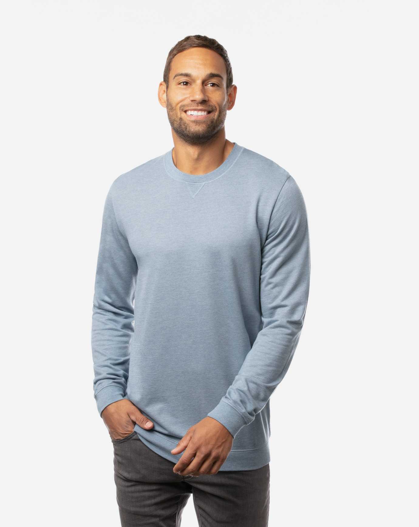 Travis Mathew Fink 2.0 Crewneck Heather Copen Blue | VKALWMJ-74