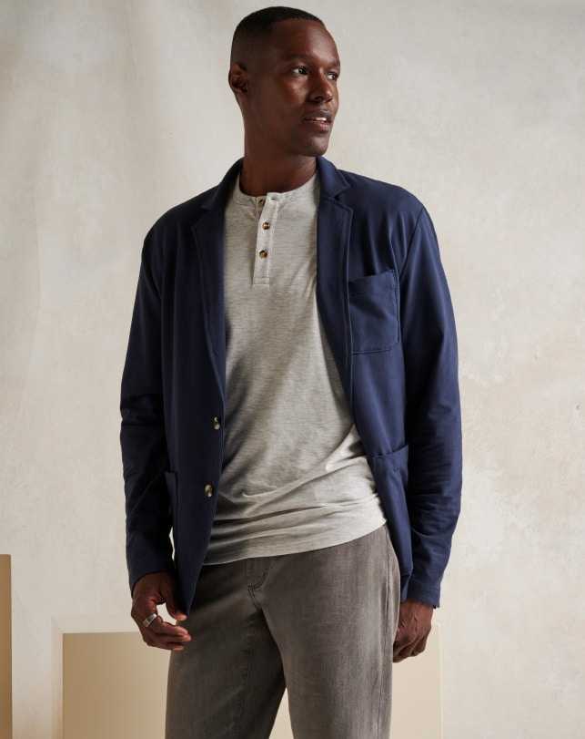 Travis Mathew Foggy Vista Cardigan Jacket Total Eclipse | HIGKMNO-21