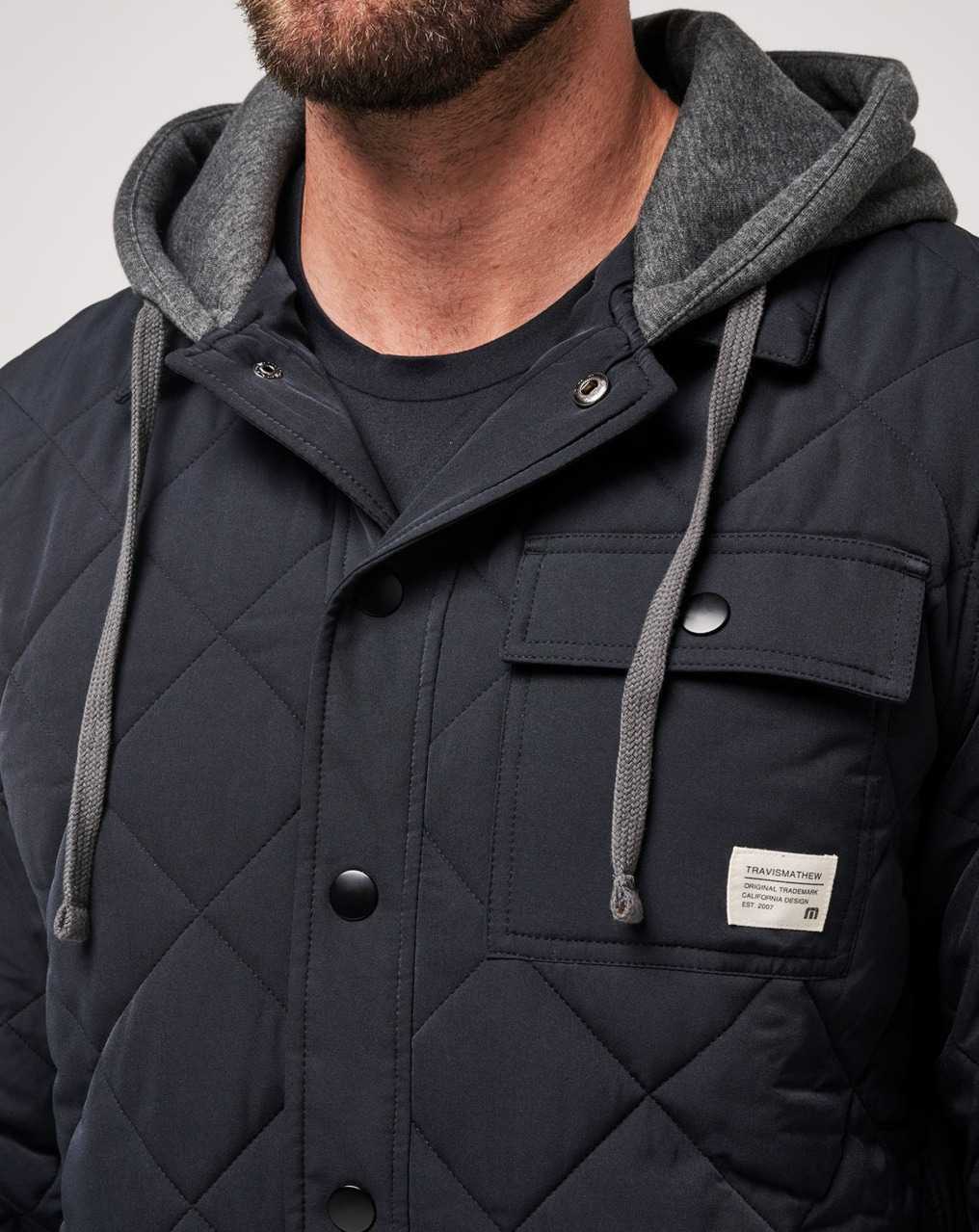 Travis Mathew Grey Wave Full Zip Hoodie Black | CAMFPJH-06