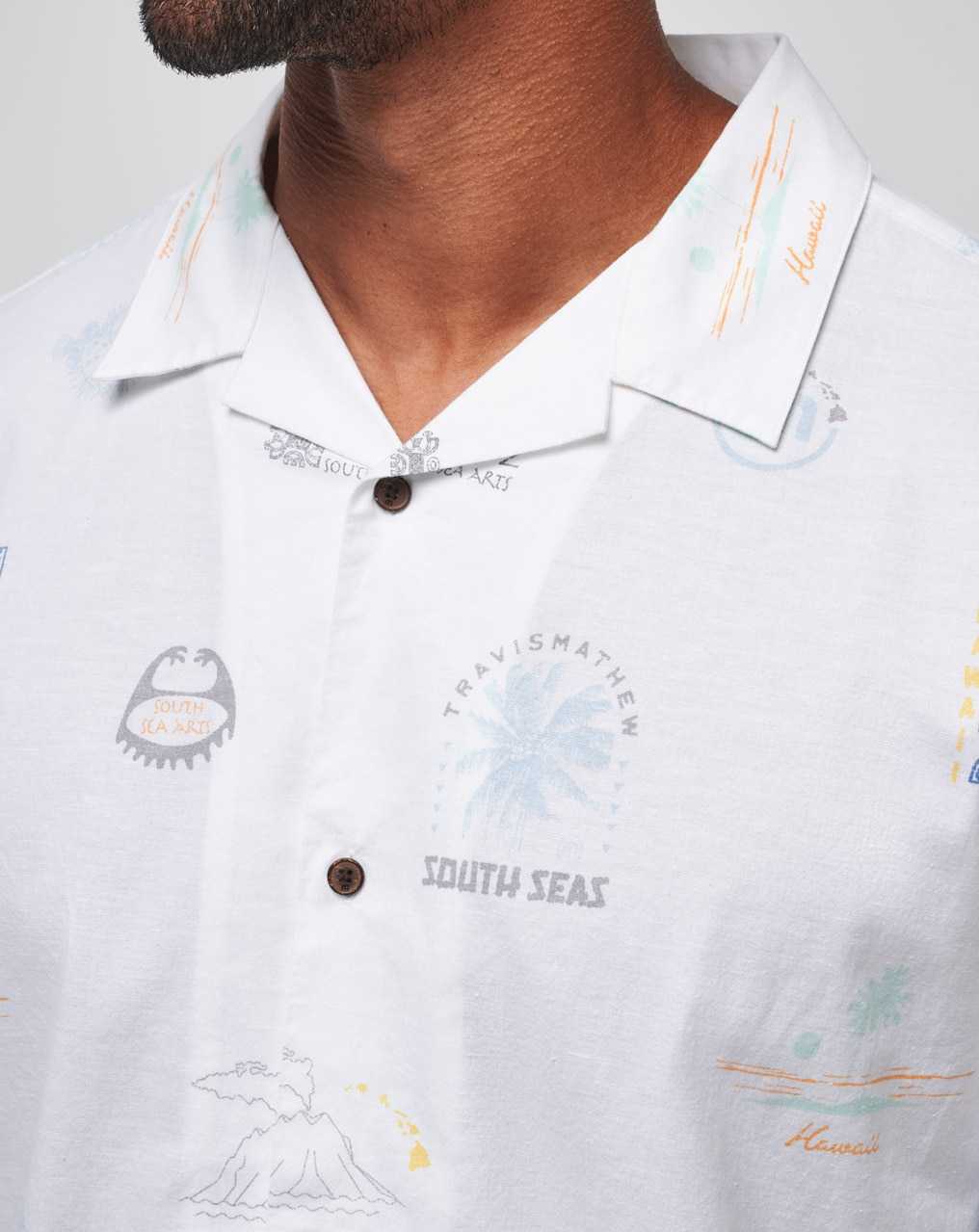 Travis Mathew Hawaiian Kitchen Button-up White | QORMTFK-46