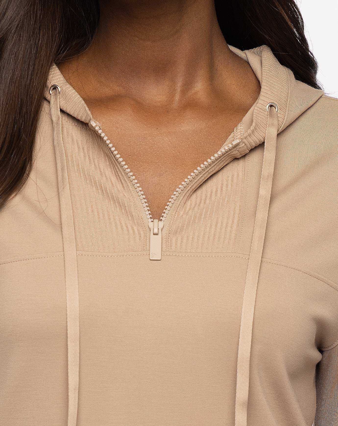 Travis Mathew Horizon Line 1/4 Zip Ponte Hoodie Natural | KIYEDGZ-76