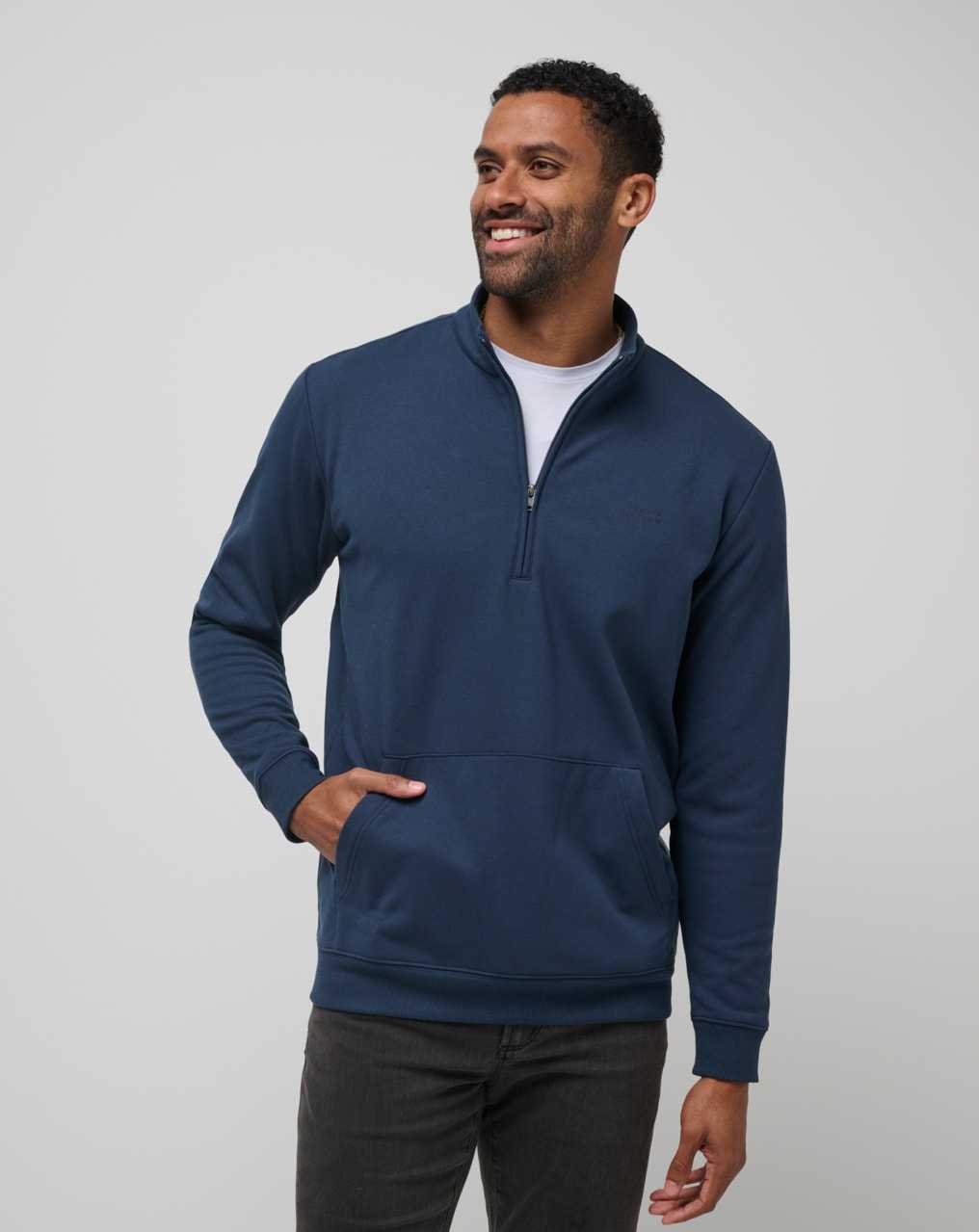 Travis Mathew Hotel Hopper Quarter Zip Total Eclipse | VQYUAEH-31