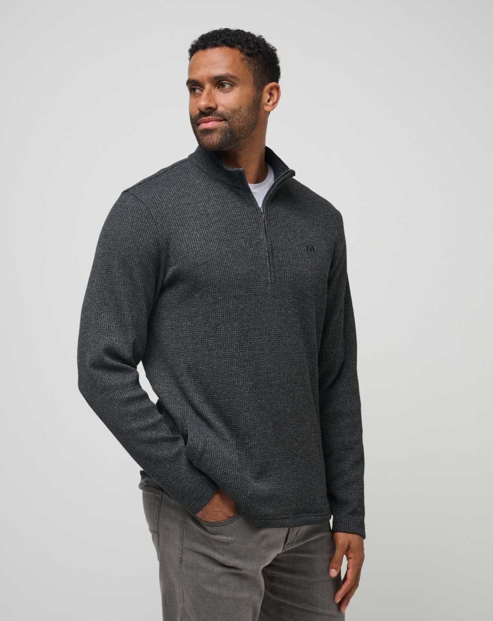 Travis Mathew Last Sunset Quarter Zip Heather Dark Grey | TRLCFUH-37