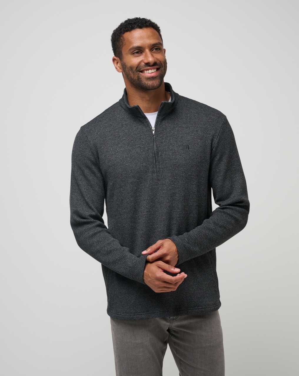 Travis Mathew Last Sunset Quarter Zip Heather Dark Grey | TRLCFUH-37